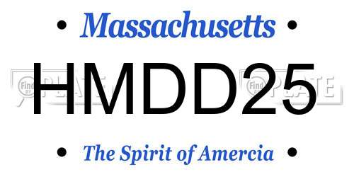 HMDD25 Massachusetts License Plate