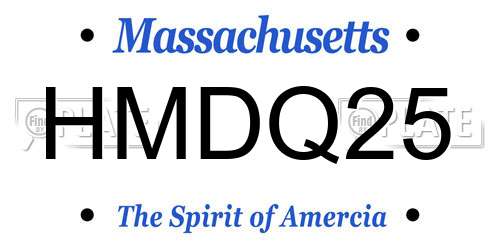 HMDQ25 Massachusetts License Plate