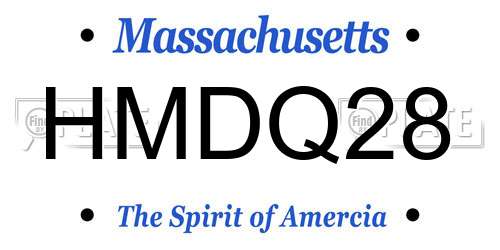 HMDQ28 Massachusetts License Plate