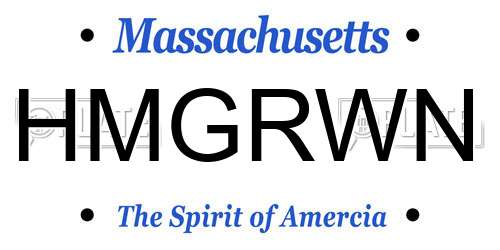 HMGRWN Massachusetts License Plate