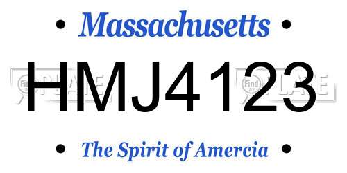 HMJ4123 Massachusetts License Plate