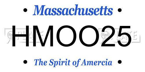 HMOO25 Massachusetts License Plate