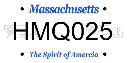 HMQ025 Massachusetts License Plate