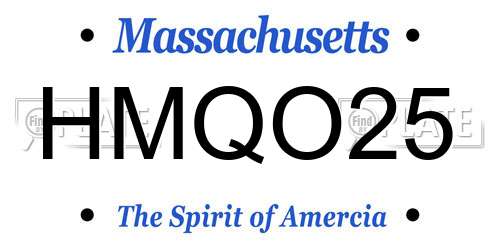 HMQO25 Massachusetts License Plate