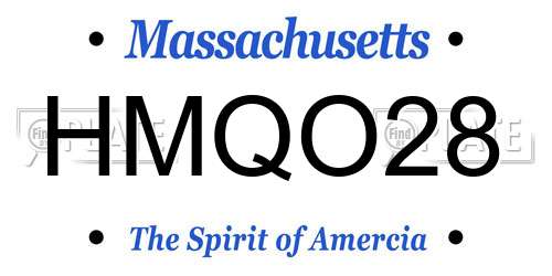 HMQO28 Massachusetts License Plate