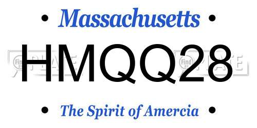 HMQQ28 Massachusetts License Plate