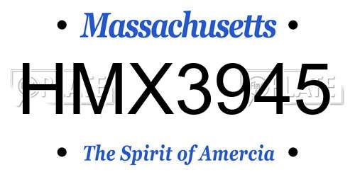 HMX3945 Massachusetts License Plate