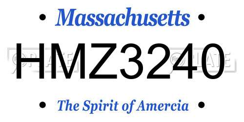 HMZ3240 Massachusetts License Plate
