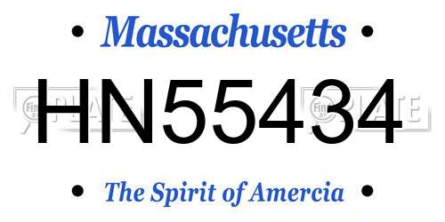 HN55434 Massachusetts License Plate