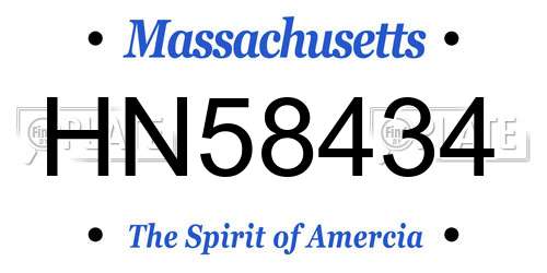 HN58434 Massachusetts License Plate