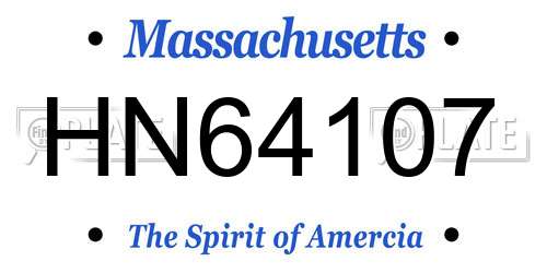 HN64107 Massachusetts License Plate