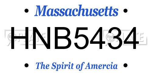 HNB5434 Massachusetts License Plate