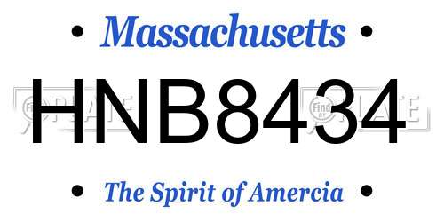 HNB8434 Massachusetts License Plate