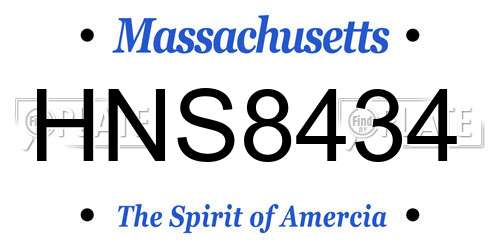HNS8434 Massachusetts License Plate