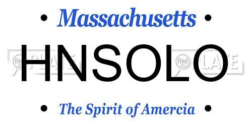 HNSOLO Massachusetts License Plate