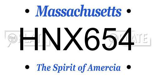 HNX654 Massachusetts License Plate