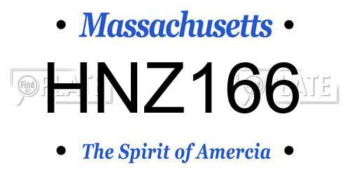 HNZ166 Massachusetts License Plate