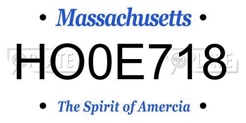 HO0E718 Massachusetts License Plate