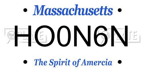 HO0N6N Massachusetts License Plate