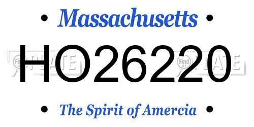HO26220 Massachusetts License Plate