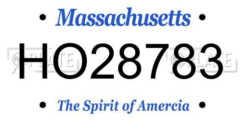 HO28783 Massachusetts License Plate