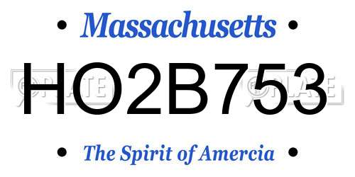 HO2B753 Massachusetts License Plate