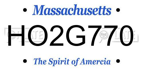 HO2G770 Massachusetts License Plate