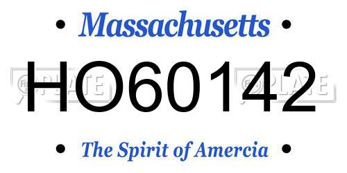 HO60142 Massachusetts License Plate