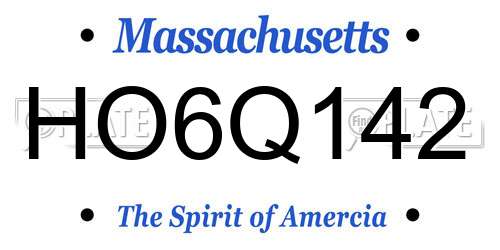 HO6Q142 Massachusetts License Plate