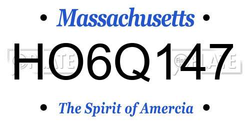 HO6Q147 Massachusetts License Plate