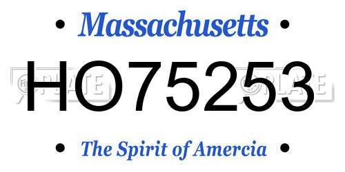 HO75253 Massachusetts License Plate