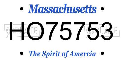 HO75753 Massachusetts License Plate