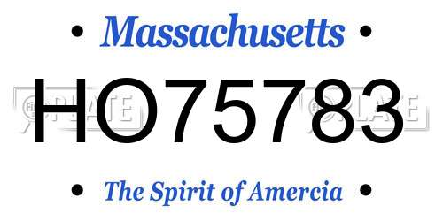 HO75783 Massachusetts License Plate
