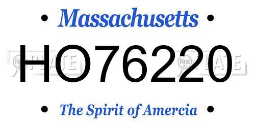 HO76220 Massachusetts License Plate