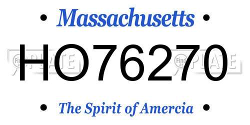 HO76270 Massachusetts License Plate