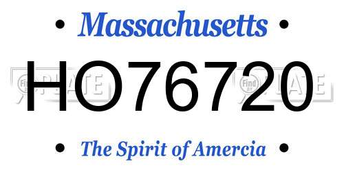 HO76720 Massachusetts License Plate