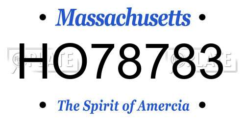 HO78783 Massachusetts License Plate