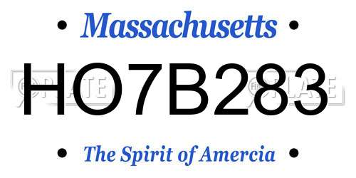 HO7B283 Massachusetts License Plate
