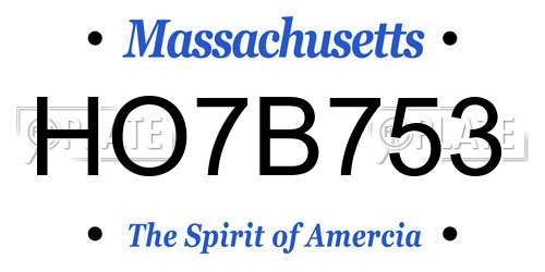 HO7B753 Massachusetts License Plate
