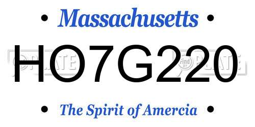 HO7G220 Massachusetts License Plate