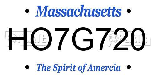 HO7G720 Massachusetts License Plate