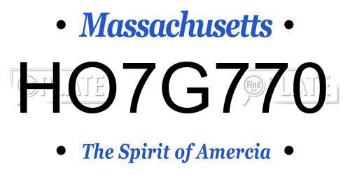 HO7G770 Massachusetts License Plate