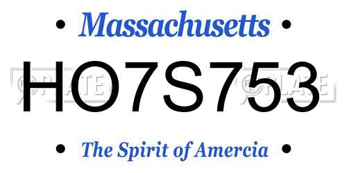 HO7S753 Massachusetts License Plate