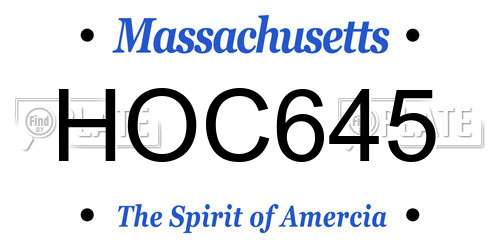 HOC645 Massachusetts License Plate