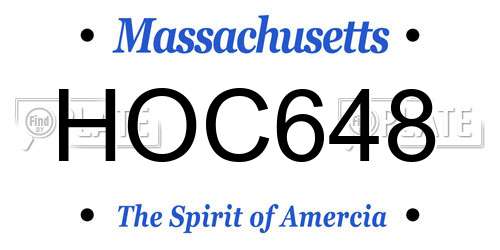 HOC648 Massachusetts License Plate