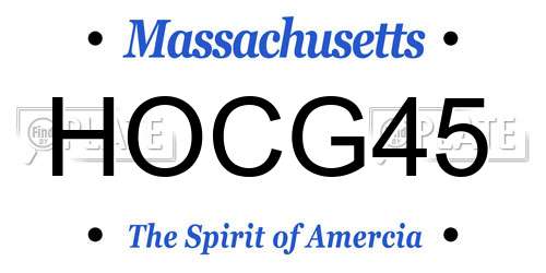 HOCG45 Massachusetts License Plate