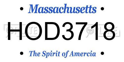 HOD3718 Massachusetts License Plate