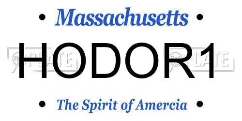 HODOR1 Massachusetts License Plate