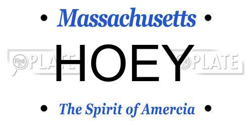 HOEY Massachusetts License Plate