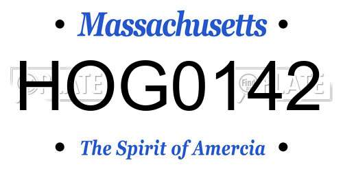 HOG0142 Massachusetts License Plate